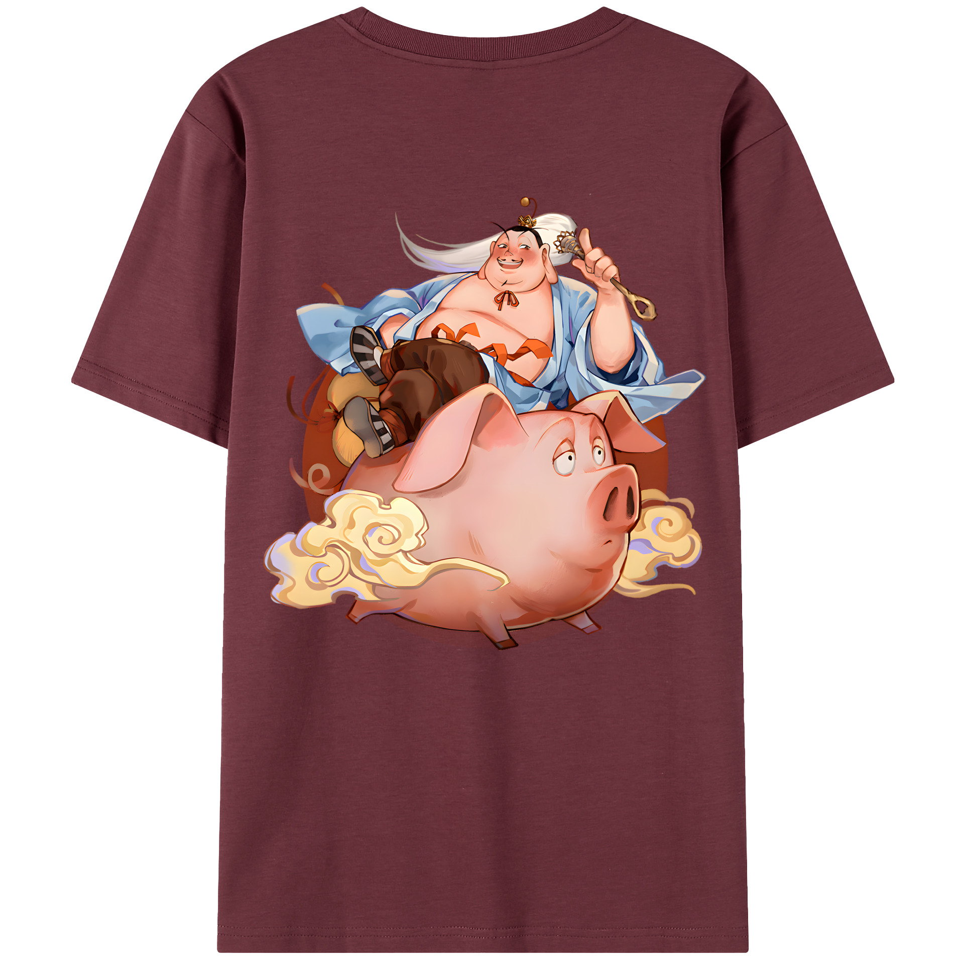 （画像用） Ne Zha 2 ナタ 魔童の大暴れ 綿100％半袖Tシャツ（背面プリント）